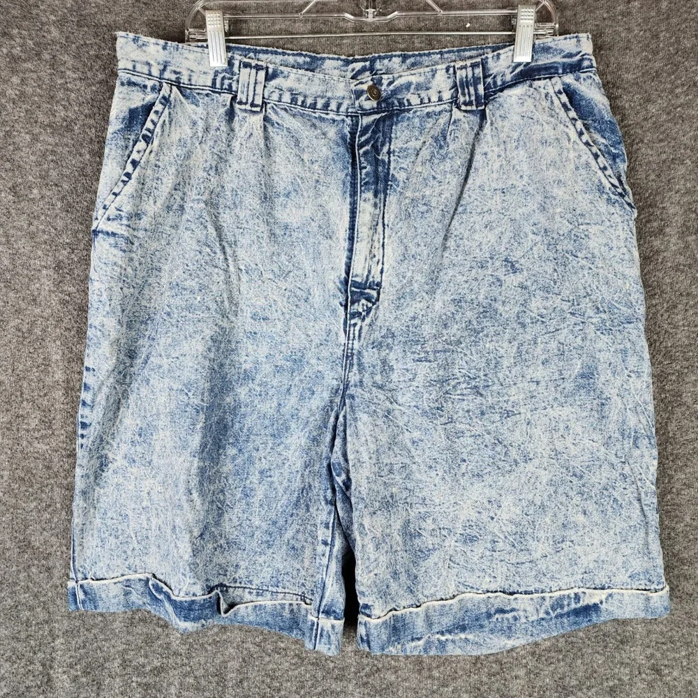 Forelli Internazionale Denim Shorts Womens 18 Acid Wash High Rise Pleated EUC